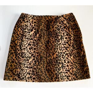 Vintage 90's Hugo Buscati Leopard Print Faux Fur Mini Skirt Sz 2